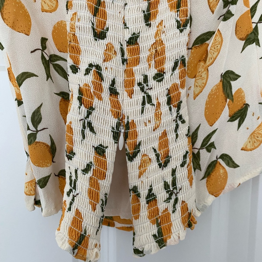 Reformation Lemon Print Puff Sleeve Blouse - Picture 3 of 5